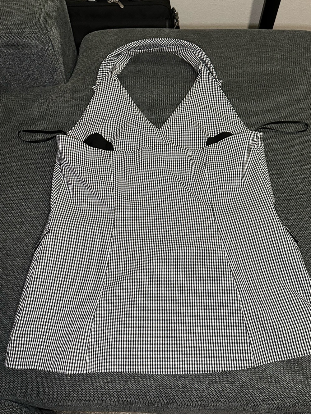 White House Black Market Gingham Halter Vest Size 14 NWOT Double Breasted - Picture 7 of 9